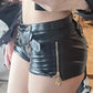 Dunkle Punk PU Leder Hohle Shorts