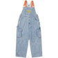 Blauer Vintage Overall mit Großen Taschen und Splash Ink Print