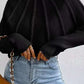 Solid Mock Neck Structured Batwing Sleeve Sweater