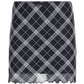 Blauer Vintage Plaid Mesh Minirock mit Schleife