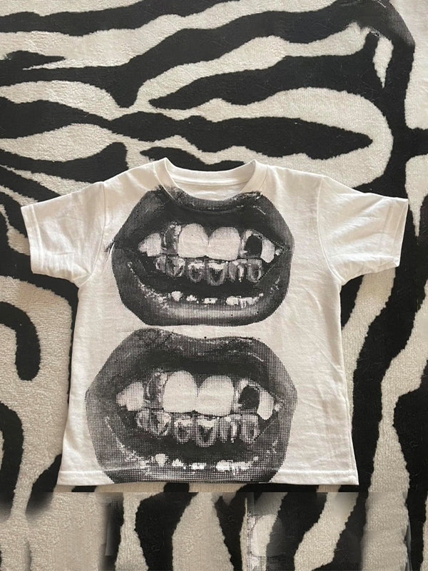 Punk T Shirt with short sleeve and tooth print