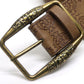 JY Brown Retro Distressed Embossed Ethnic Buckle Belt