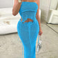 Vintage Crochet Backless Tube Top and Slit Skirt Set 