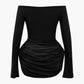 Solid Y2k Ruffle Off Shoulder Mini Dress