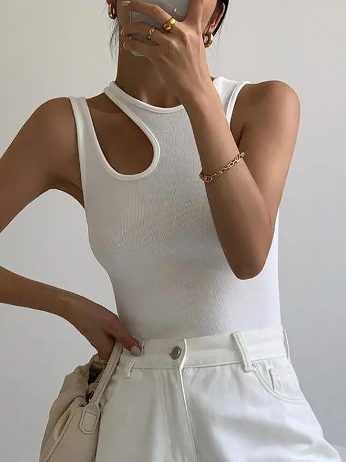 Solid Color Classic Neckline Tank Top