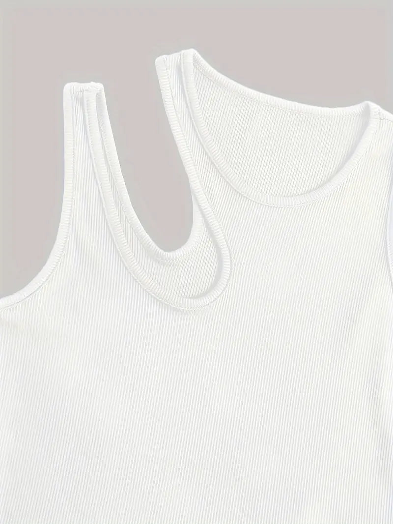 Basic Asymmetrisches Crop Tank Top