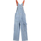 Blauer Vintage Overall mit Großen Taschen und Splash Ink Print