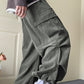 JY グリーン ヴィンテージ メンズ コーデュロイ ビッグ ポケット バウンド フィート ドローストリング カーゴ パンツ/グリーン ヴィンテージ メンズ コーデュロイ パンツ 大きなポケット、タイド フィート、ドローストリング付き