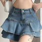 Minigonna in denim vintage a strati blu