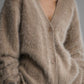 90er Jahre Grauer Imitation-Mink Strickpullover Cardigan