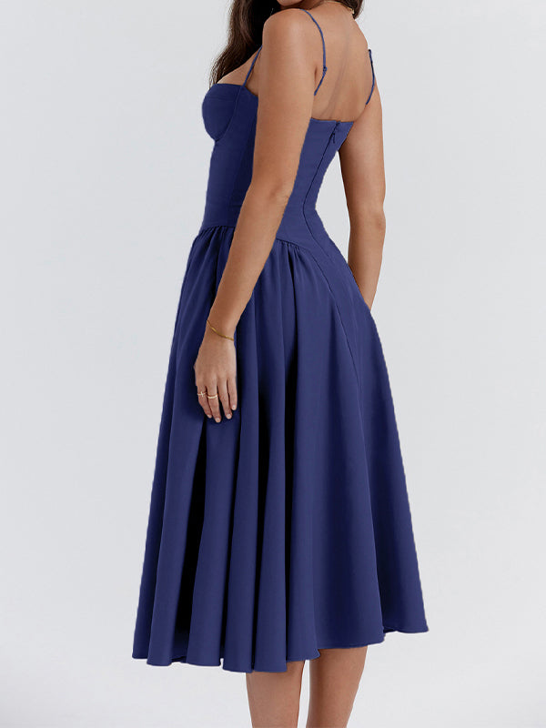 Dark blue vintage cami midi dress