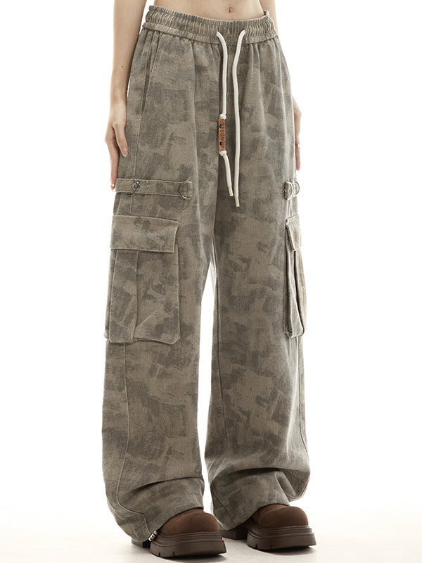 Kaffeefarbene Vintage Wasteland Camouflage Cargo Hosen