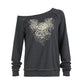 Classic Grey Sweatshirt with Niche Design and Vintage Rose