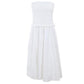 White Vintage Off Shoulder Shirred Tube Maxi Dress