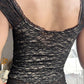 Black Sexy V-Neck Deep V-Neck Backless Lace Tank Top