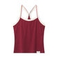 Red Retro Splicing Plain Back Tank Top