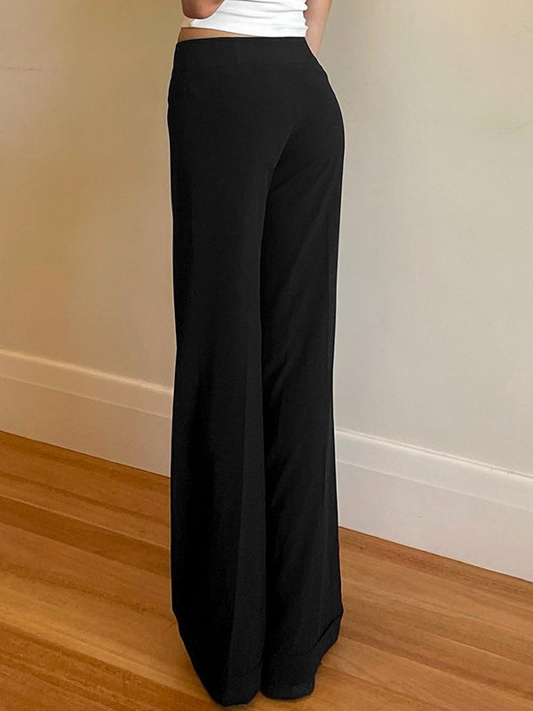 Black vintage high waist flared straight leg pants