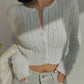 2000s Solid Cropped Cable Knit Cardigan 