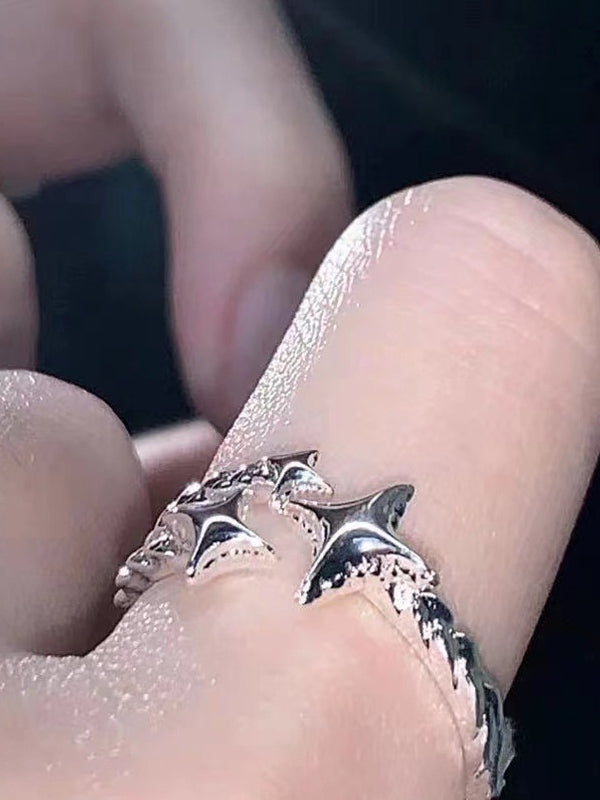 Silver Vintage Filigree Star Cuff Ring