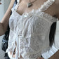 White Fairycore Jacquard Lace Lacing Cami Top