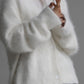 90er Jahre Grauer Imitation-Mink Strickpullover Cardigan