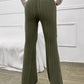 Solid color ribbed high waist flared trousers