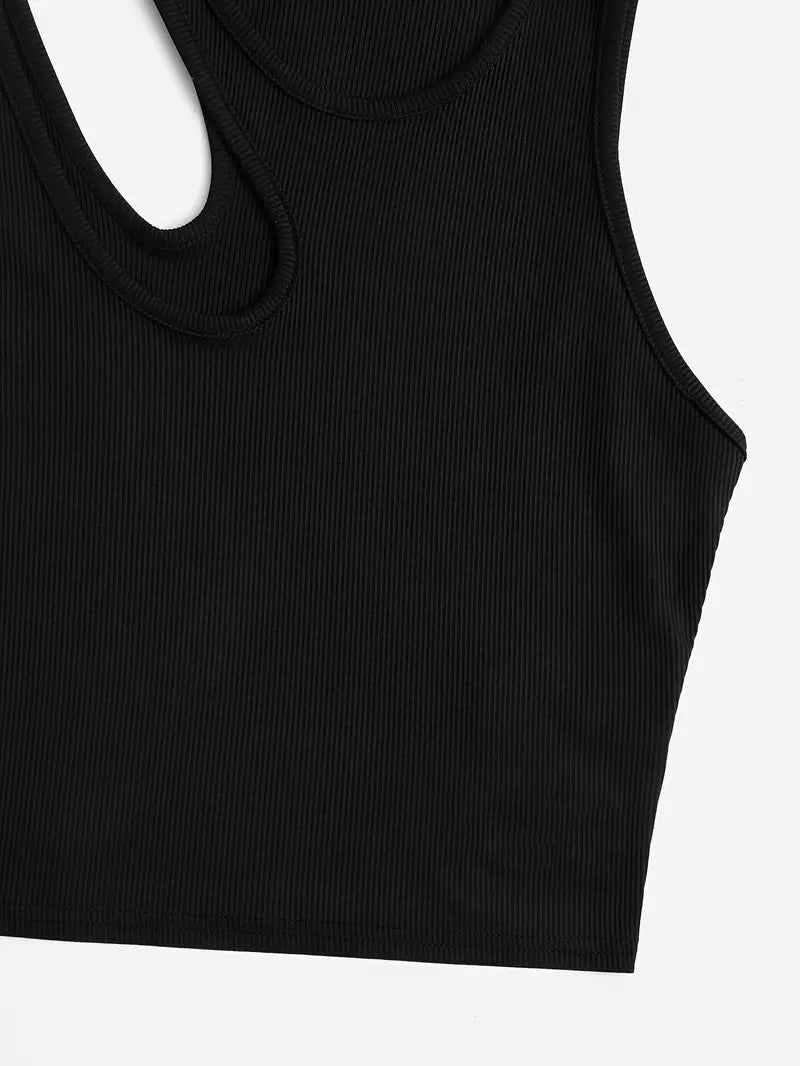 Basic Asymmetrisches Crop Tank Top