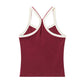 Red Retro Splicing Plain Back Tank Top