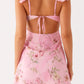 Venezia ruches mini -jurk - roze bloempatroon