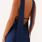 Mini abito in raso con scollo all'americana Genoa – Blu navy