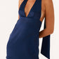 Mini abito in raso con scollo all'americana Genoa – Blu navy