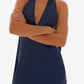 Mini abito in raso con scollo all'americana Genoa – Blu navy