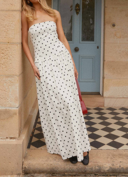 Jolanda Maxikleid - White Polka Dots