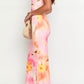 Bice Pink Orange Flowers MaxiKleid