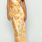 Armani Maxi Abendkleid in Orange mit Blumenprint