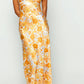 Armani Maxi Abendkleid in Orange mit Blumenprint