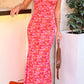 Orsa Orange Blümchenmuster MaxiKleid