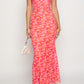 Orsa Orange Blümchenmuster MaxiKleid