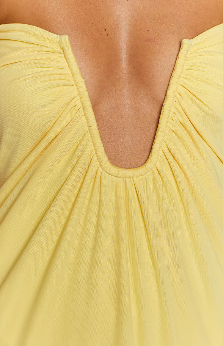 Abito lungo Samantha Yellow con spalle scoperte