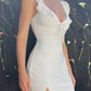 White vintage mini dress with split V neck