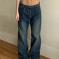 Vintage Dunkelblaue Boyfriend Jeans mit Wascheffekt