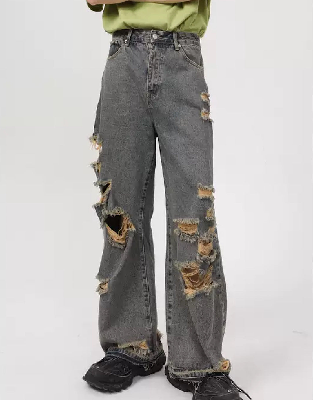 Punk Men's Damage Baggy Jeans