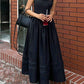 Abito maxi corsetto vintage nero con allacciatura