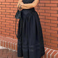 Abito maxi corsetto vintage nero con allacciatura