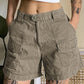 Graue Denim Cargo Shorts mit geradem Bein