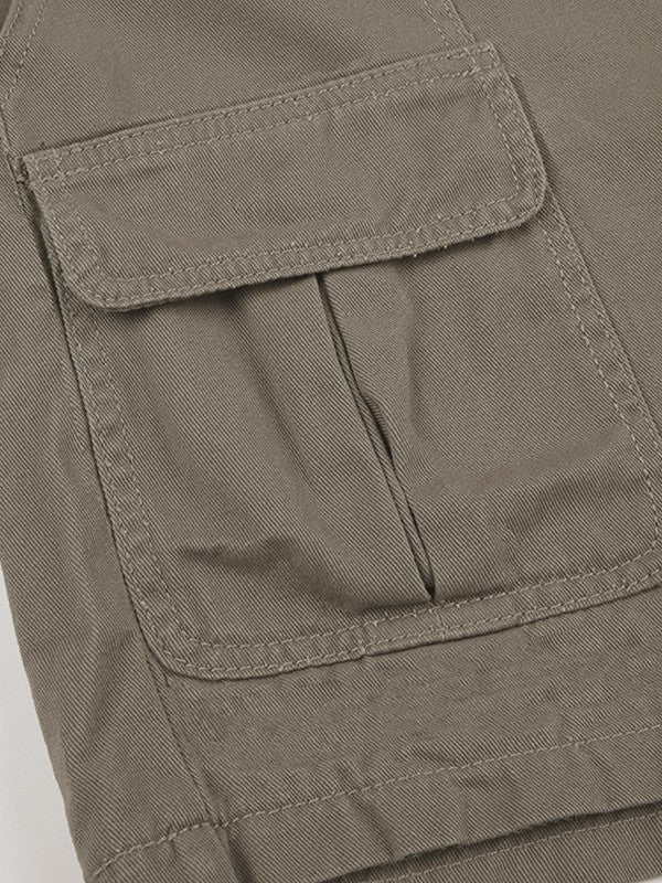 Graue Denim Cargo Shorts mit geradem Bein