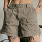 Graue Denim Cargo Shorts mit geradem Bein