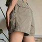 Graue Denim Cargo Shorts mit geradem Bein