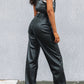 Izabella coole schaduw pu broek zwart