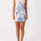 Denby Strapless Mini Dress - Blue Floral Print